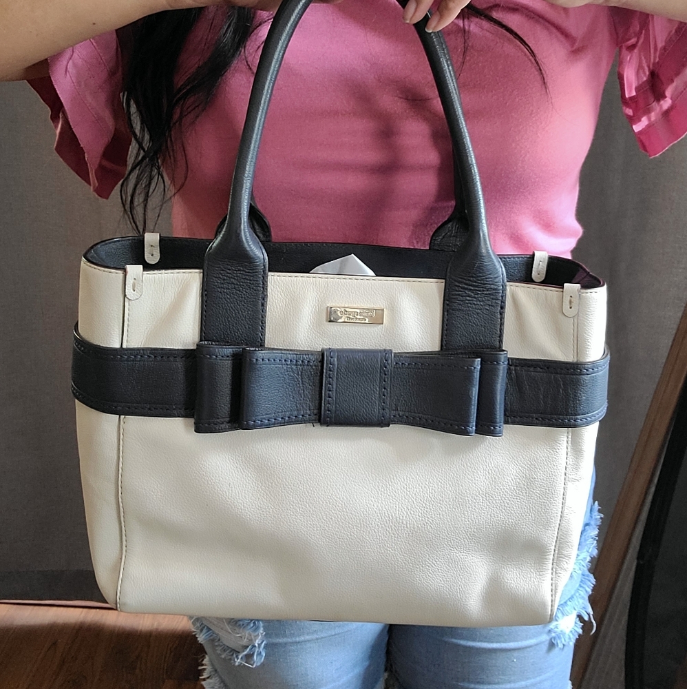 Kate Spade Black and White Bow Shoulder Bag